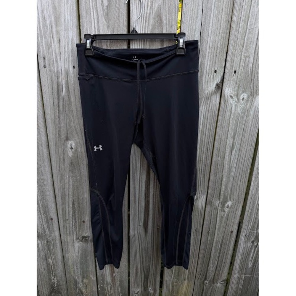 Athleisure Gym Under Armour Leggings L Black HeatGear Cropped Running Tights